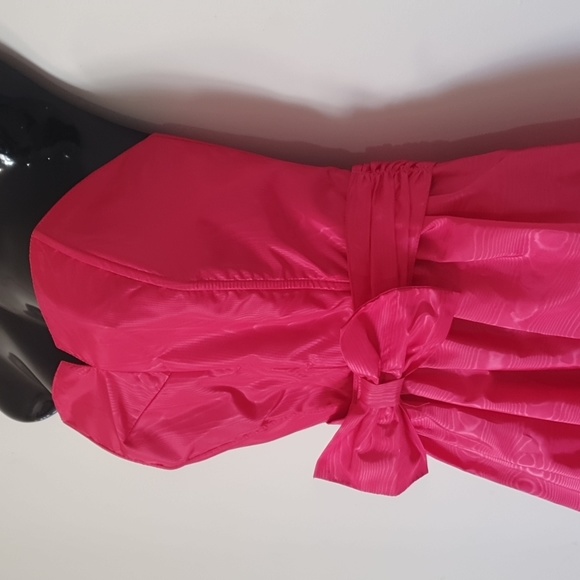 Vintage Cue Size 10 Strapless Barbie Hot Pink Strapless 80s Dress with Bow Belt - Picture 5 of 10